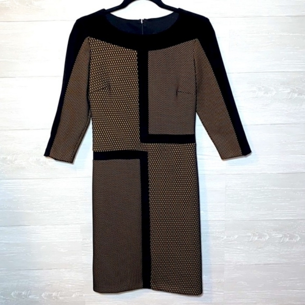 Frank Lyman Design Black and Nude Fishnet Dress Full Coverage Ladies Siz…
